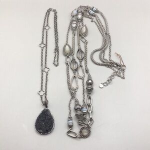 Curated bundle layered look long chain necklaces lot 2 Ruby Rd + Drusy/Druzy